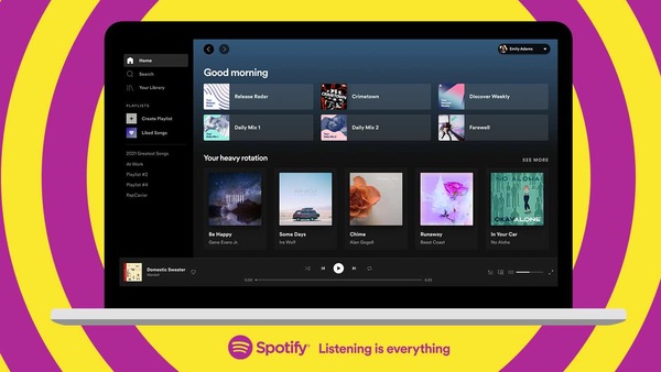 Spotify redesign on desktop, web.