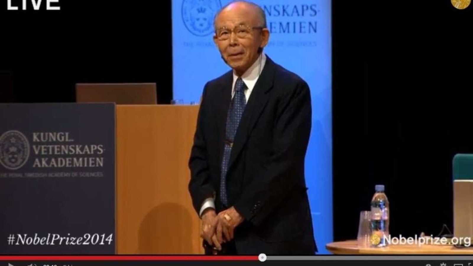 Isamu Akasaki delivering his Nobel lecture “Fascinated Journeys into Blue Light” at the Aula Magna Stockholm University on December 8, 2014. Isamu Akasaki delivering his Nobel lecture “Fascinated Journeys into Blue Light” at the Aula Magna Stockholm University on December 8, 2014.