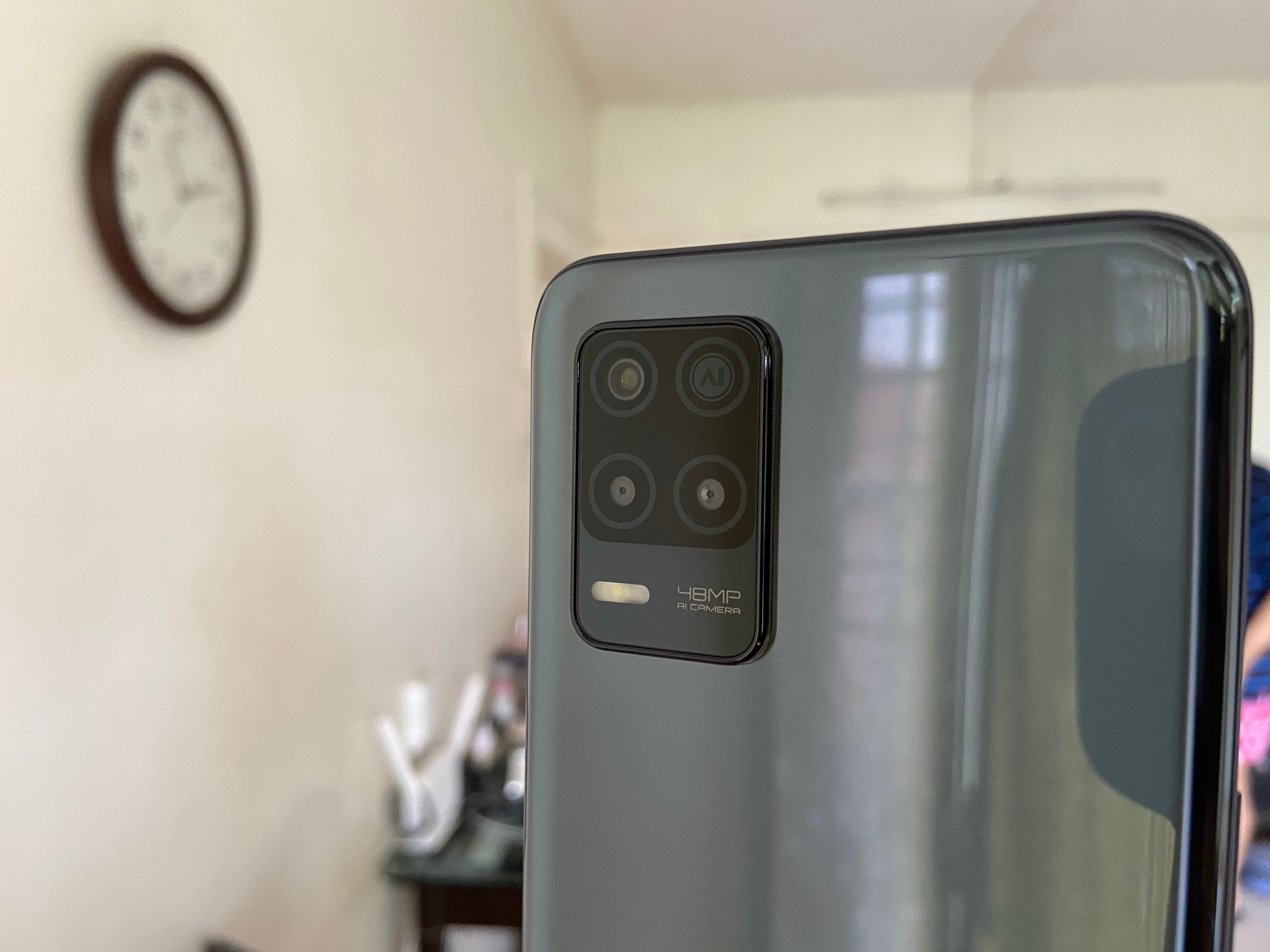 It has a triple camera setup with a 48 MP Samsung GM1 primary sensor, in addition to a monochrome sensor and a macro sensor.