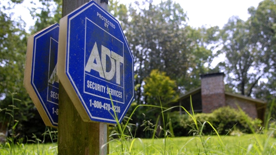 An ADT Security Services sign in front of a home in Georgia. Photographer: Chris Rank/Bloomberg