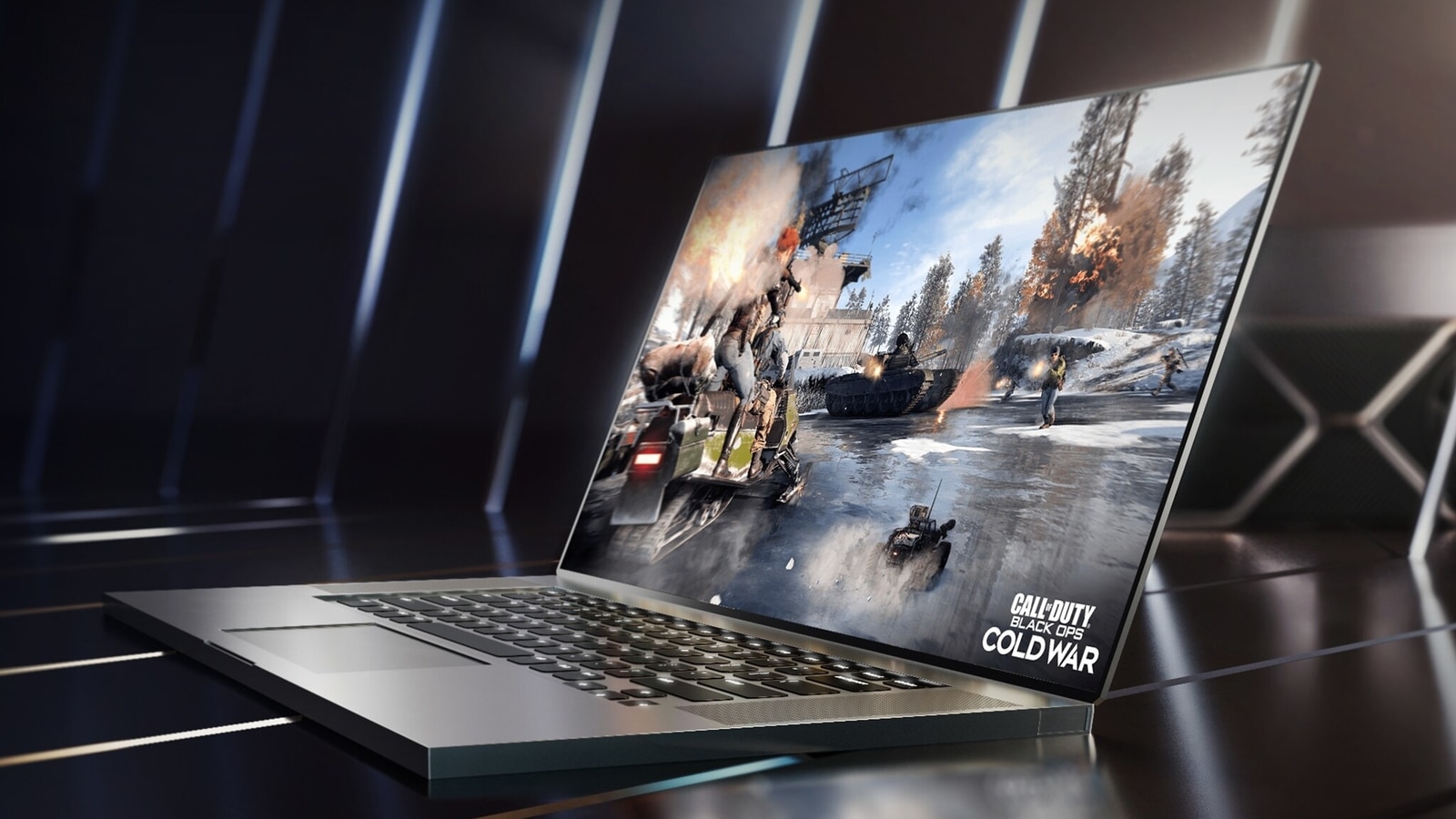 A laptop running Nvidia's latest GeForce RTX 3050 discrete graphics card A laptop running Nvidia's latest GeForce RTX 3050 discrete graphics card