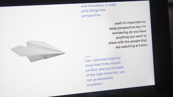 A sample conversation with LaMDA, short for Language Model for Dialogue Applications, shown during the virtual Google I/O Developers Conference. 