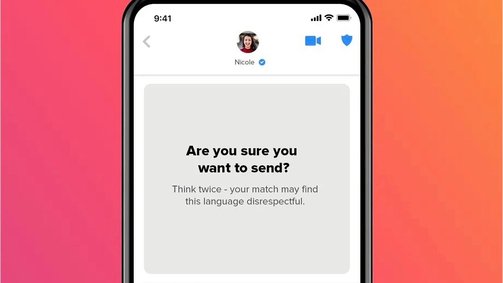 Here's a mockup of what Tinder's Are You Sure? (AYS?) feature looks like in action. Here's a mockup of what Tinder's Are You Sure? (AYS?) feature looks like in action.