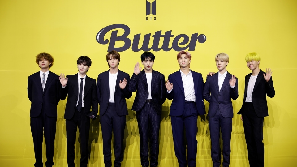 Members of K-pop boy band BTS pose for photographs during a photo opportunity promoting their new single 'Butter' in Seoul, South Korea, May 21, 2021.   REUTERS/Kim Hong-Ji