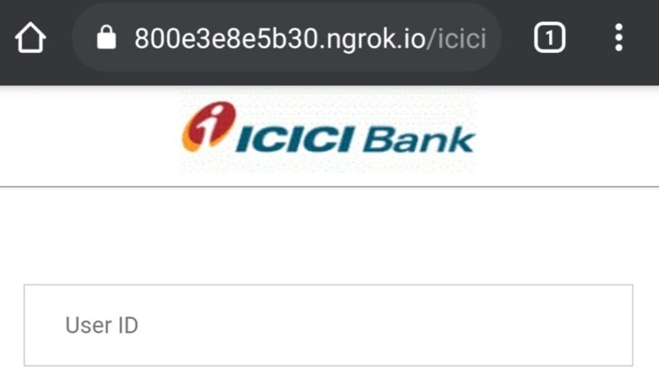 Fake ICICI Bank login page