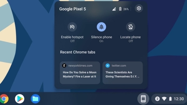 Google's Phone Hub on Chrome OS.