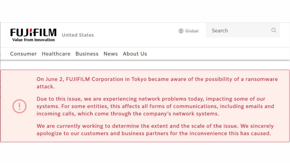 The disruption to Fujifilm’s network has impacted its subsidiaries around the world.