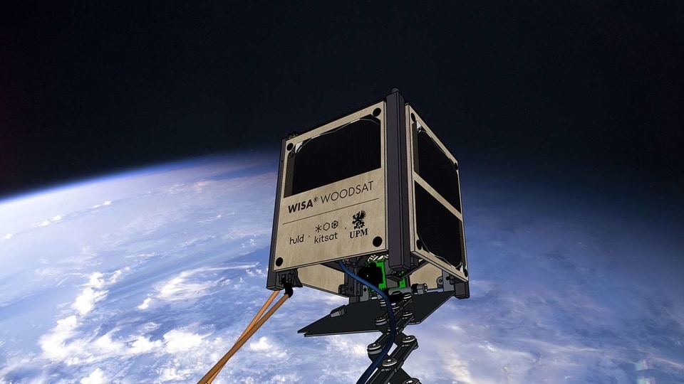 The wood used in WISA Woodsat has been vacuum-dried to get rid of the humidity that can cause troubles in space. And the non-wooden parts on the outside of the WISA Woodsat are just a metal selfie stick, corner aluminum rails so as the satellite can be deployed in space.