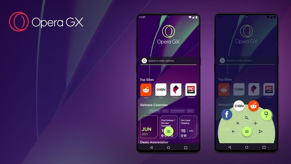 Opera GX for mobile devices comes with a Floating Action Button (FAB)  