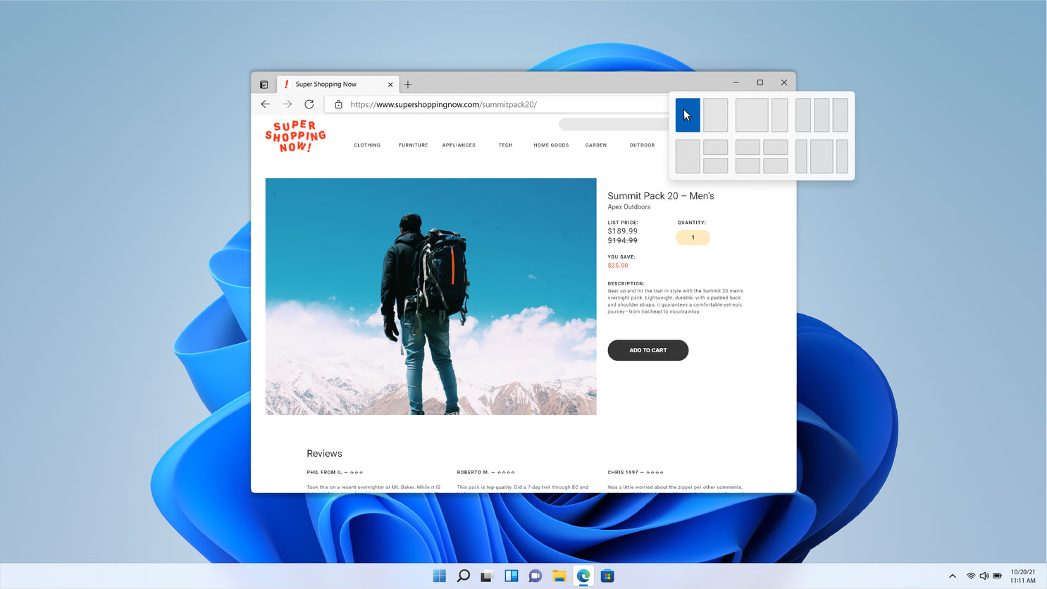 Snap Layouts on Windows 11 Snap Layouts on Windows 11