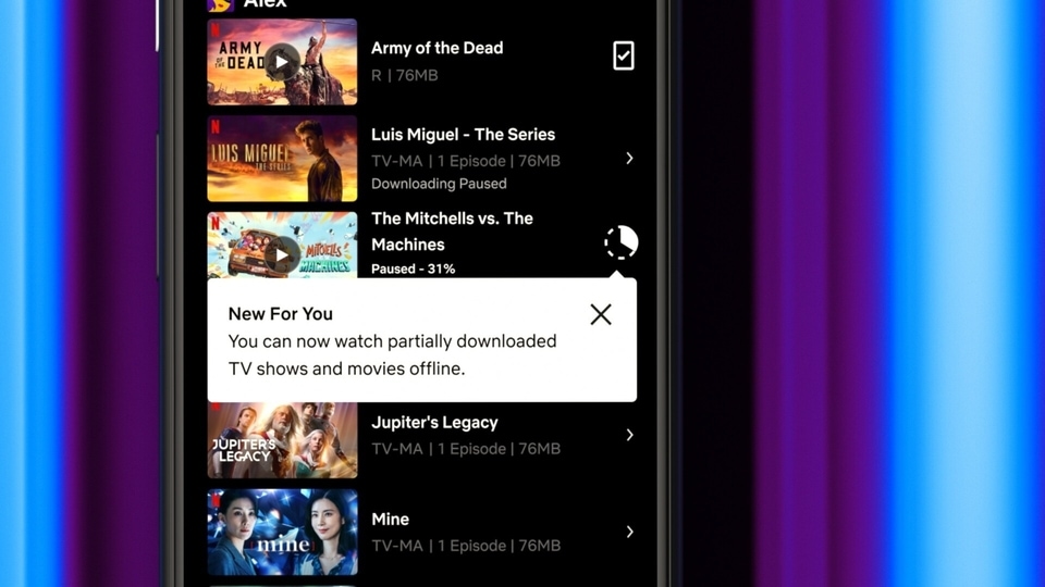 A glimpse of the new partial download streaming capability on Netflix for Android. 
