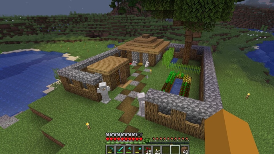 A regular survival base on Minecraft, shared by Reddit user u/MrCompsognathus.