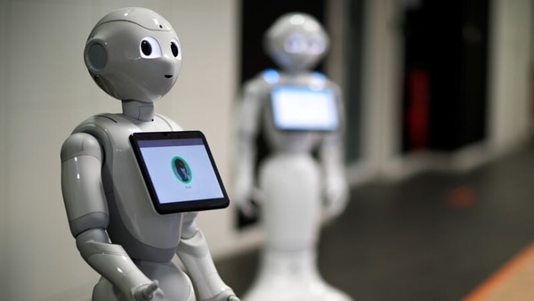 FILE PHOTO: French robot Pepper, detecting whether people are wearing face masks and if not, instructs them to wear them, is displayed at French robotics developer SoftBank Robotics in Paris as the coronavirus disease (COVID-19) continues to spread out across France, September 8, 2020. 