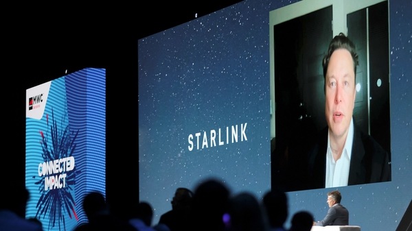 SpaceX founder and Tesla CEO Elon Musk speaks on a screen during the Mobile World Congress (MWC) in Barcelona, Spain, June 29, 2021. 
