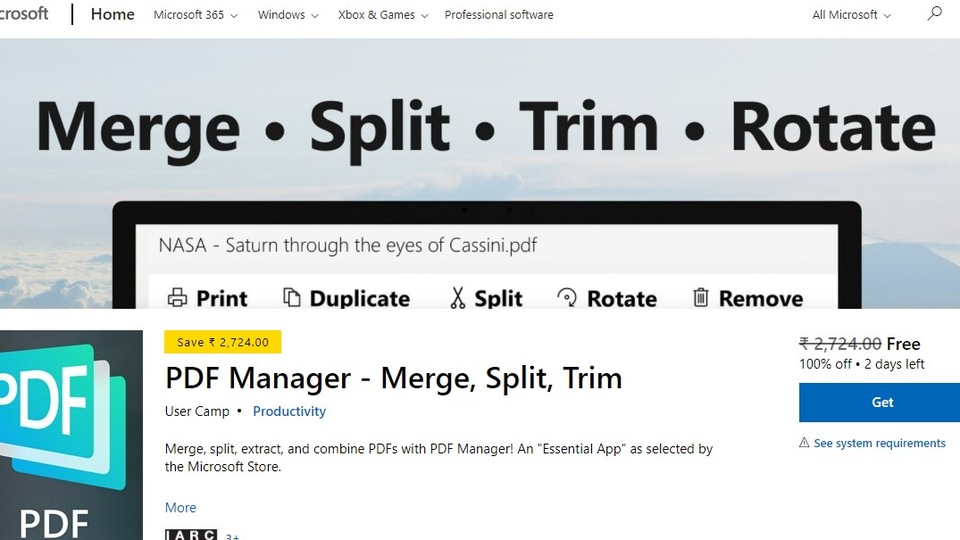 Microsoft PDF manager free download installation price  <span class='webrupee'>₹</span>2724 last date July 3