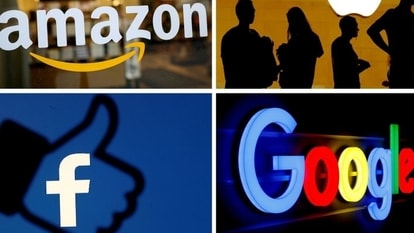 The logos of Amazon, Apple, Facebook and Google in a combination photo