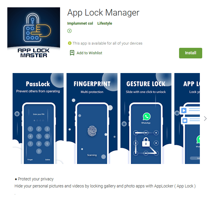 App Lock Manager from the developer Implummet col App Lock Manager from the developer Implummet col