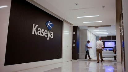 Staff enter the headquarters of information technology firm Kaseya in Miami, Florida, U.S., in an undated still image from video. Kaseya/Handout via REUTERS