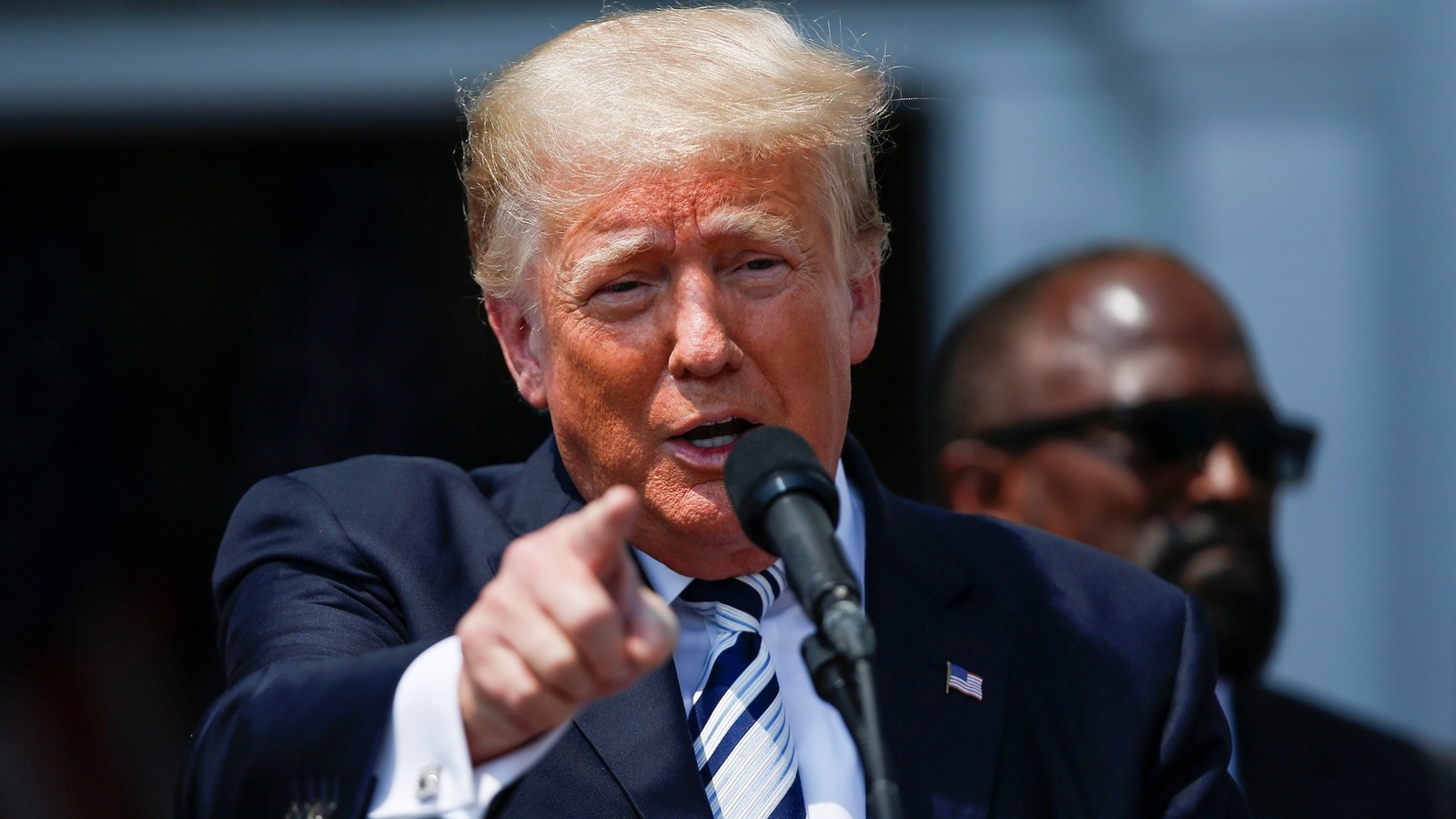 Former U.S. President Donald Trump speaks to media at his golf club in Bedminster, New Jersey, U.S., July 7, 2021.  REUTERS/Eduardo Munoz