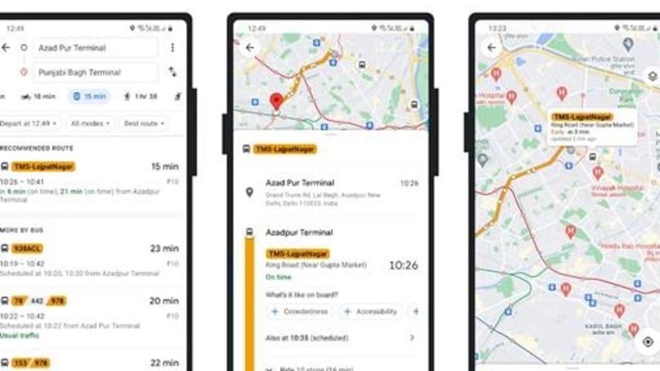 Google Maps will provide to commuters in Delhi, real-time bus information.