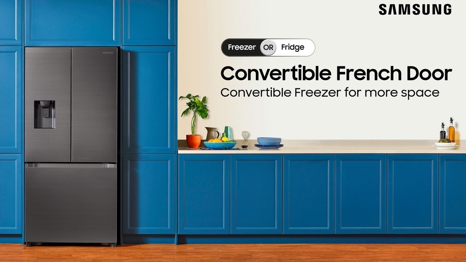 The new Samsung French Door Refrigerators come in Stainless Steel and Black Matt finish in two capacities – 579 L with water dispenser and 580 L without water dispenser.