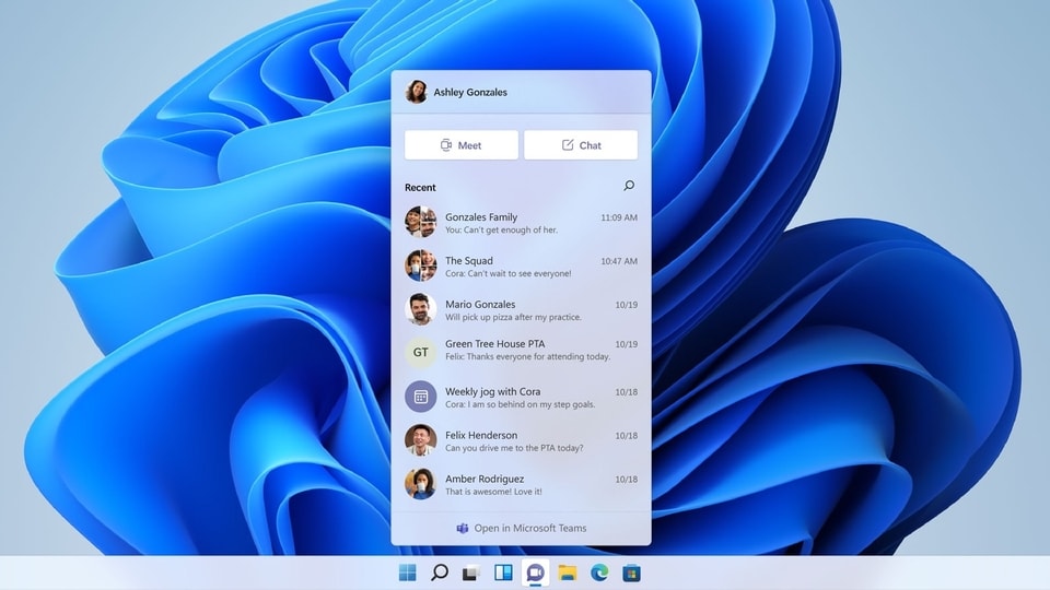 Microsoft Teams on Windows 11 unveiled during the Windows 11 event last month.