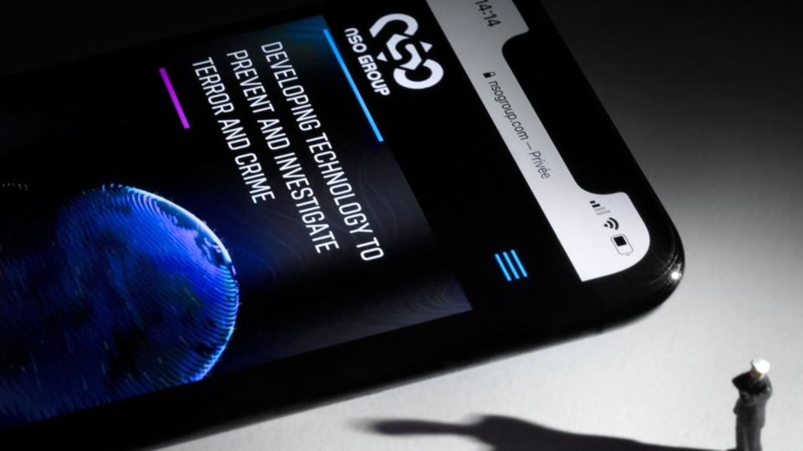 A smartphone with the website of Israel's NSO Group which features Pegasus spyware. NSO Group has denied media reports its Pegasus software is linked to the mass surveillance of journalists and rights defenders, and insisted that all sales of its technology are approved by Israel's defence ministry. (Representational image)