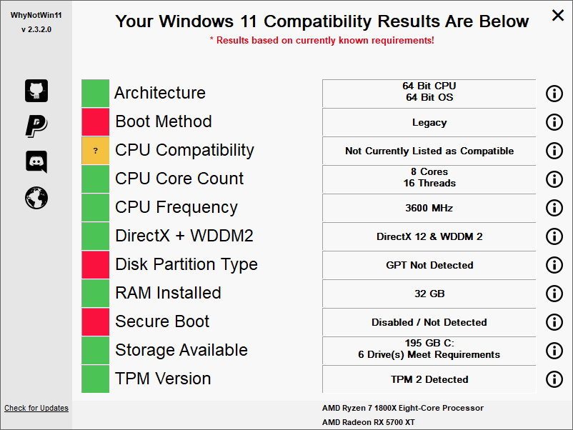 The WhyNotWin11 tool that can check if your PC is compatible with Windows 11. 