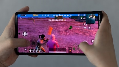 The PlayerUnknown's Battlegrounds (PUBG) video game is arranged on a smartphone in Seoul, South Korea, on June 15, 2021. Krafton Inc., the company behind the hit mobile game PUBG, filed to raise as much as 5.6 trillion won ($5 billion) in a South Korean initial public offering that is set to be the country�s largest ever. Photographer: SeongJoon Cho/Bloomberg