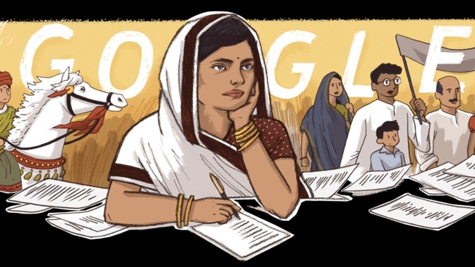 Google doodle illustration today showed Subhadra Kumari Chouhan in a contemplative mood sitting with a pen and paper. Google doodle illustration today showed Subhadra Kumari Chouhan in a contemplative mood sitting with a pen and paper.