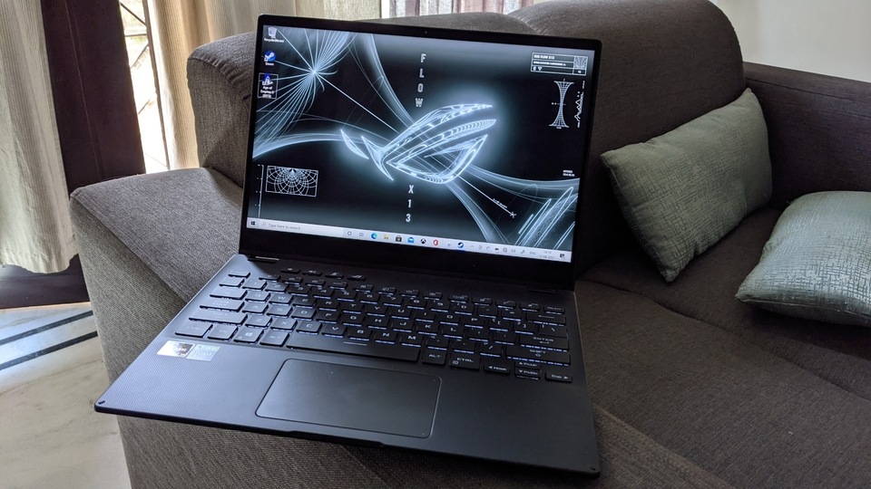 The ROG Flow X13 packs a punch. It has dual fans, a touchscreen, a dedicated GPU, multiple heat pipes, and a large battery, and weighs just 1.3 kilograms and 15.8mm thin. It also has a side mounted fingerprint scanner embedded in the power button for that extra layer of security.