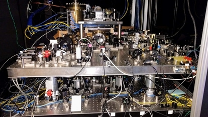 This January 25, 2017, image courtesy of Dr. Ed Marti, shows a strontium optical lattice clock, stored at Jun Ye's lab in the University of Colorado, Boulder. 