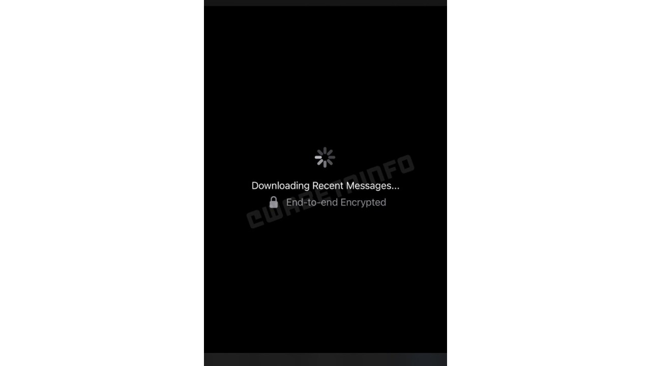 The screenshot leaked by WABetaInfo, showing messages downloading on a device with a screen with what appears to be a mobile device resolution – like a tablet or smartphone. WhatsApp Multi Device 2.0