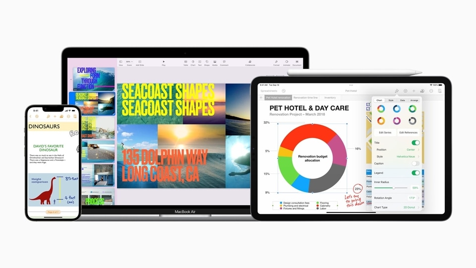 The Apple update for iWork includes new ways of making presentations better, pages easier to read and edit that can all be accessed across Apple devices like iPhones, iPads, and the Macs.