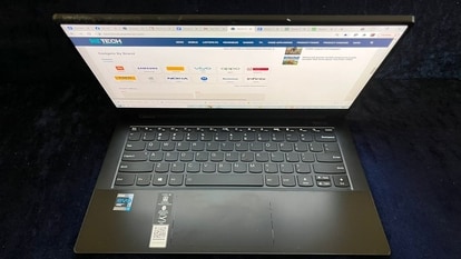 The Lenovo Yoga 9i laptop features a 14-inch IPS display with a resolution of 3840x2160 pixels and a peak brightness of 500 nits. It features a 1MP webcam in front.