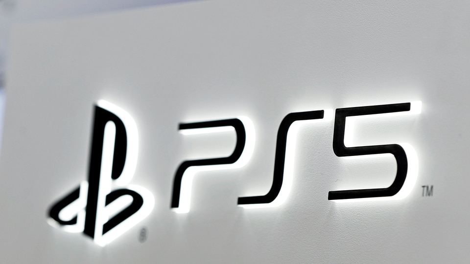 Logo of Sony PlayStation 5 displayed at the consumer electronics retailer chain Bic Camera.