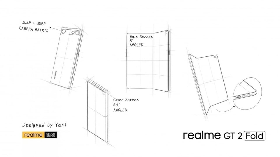 Revealed by the Realme Design Studio, the Realme GT 2 Fold concept shows how Realme's first folding smartphone could look like.