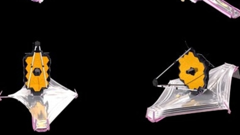 These images from a computer animation made available by NASA depicts the unfolding of the components of the James Webb Space Telescope. nasa