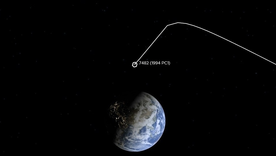 Asteroid 1994 PC 1 is passing Earth at a very close distance. Check the asteroid tracker graph.