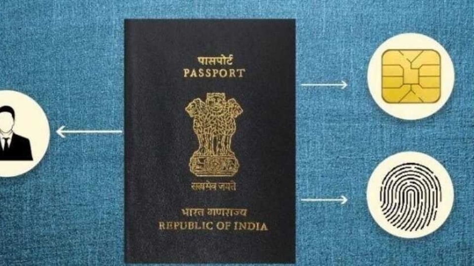 The new e-passport security features in India include an embedded electronic microprocessor.