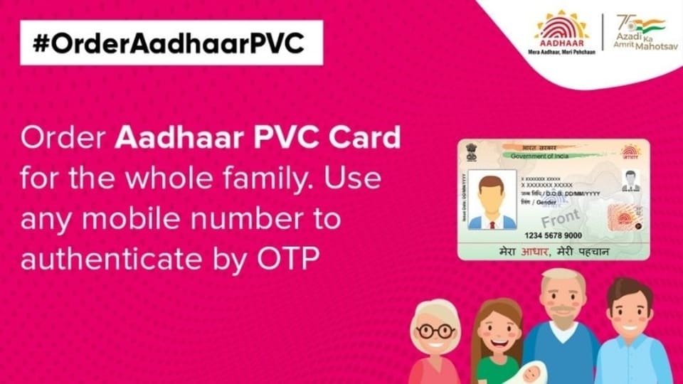 Order Aadhaar PVC cards online.