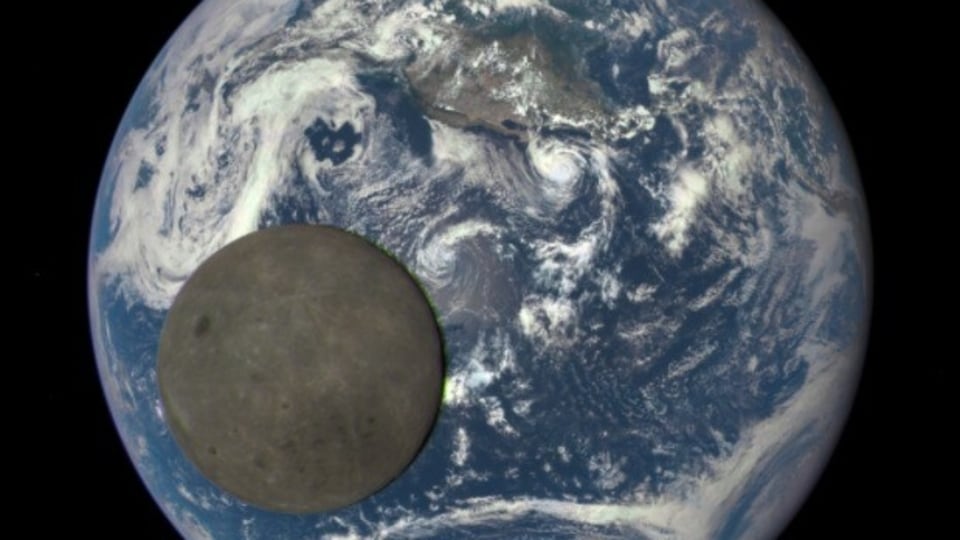 earth in space with moon