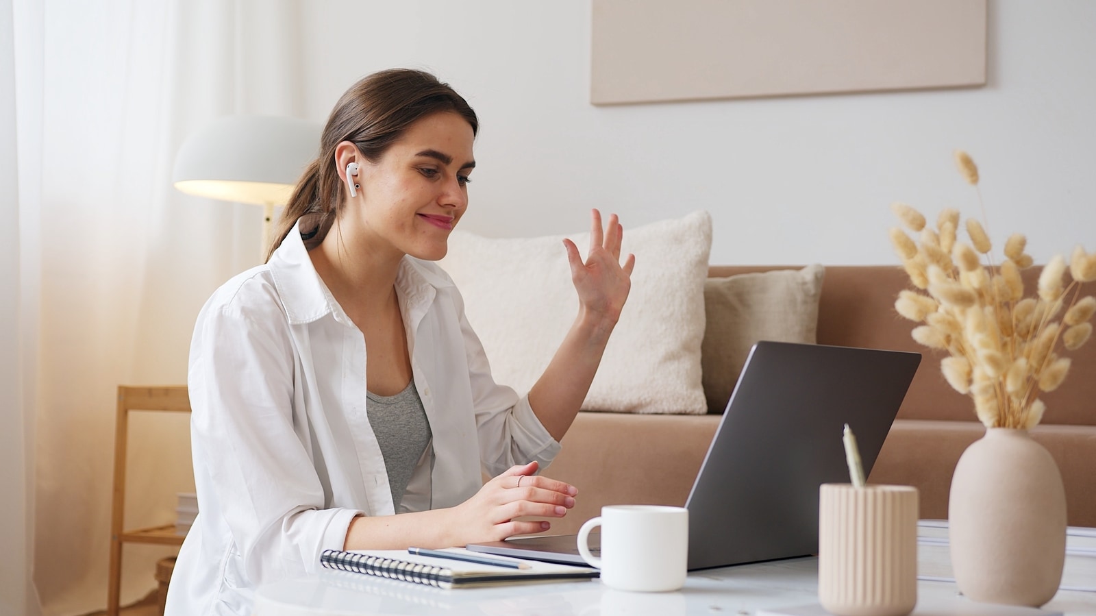 Woman on video call