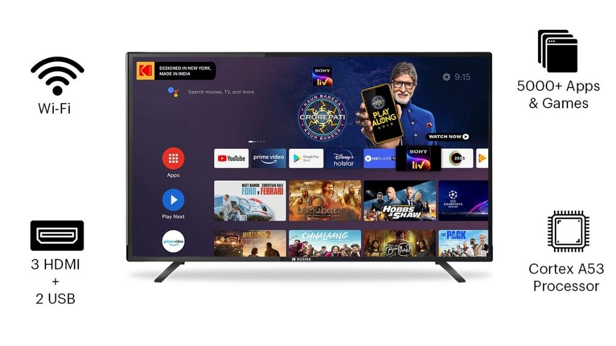 Get Kodak Android LED TV at just Rs. 29,999 against a flat Rs. 10,000 discount. The 50-inch ultra HD display is equipped with 24W speakers and has 3 HDMI and 2 USB ports, Blu-ray players, and gaming consoles. Kodak Android LED TV