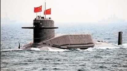 Satellite shows Chinese submarine in a dry dock in Huludao Port in Liaoning province.