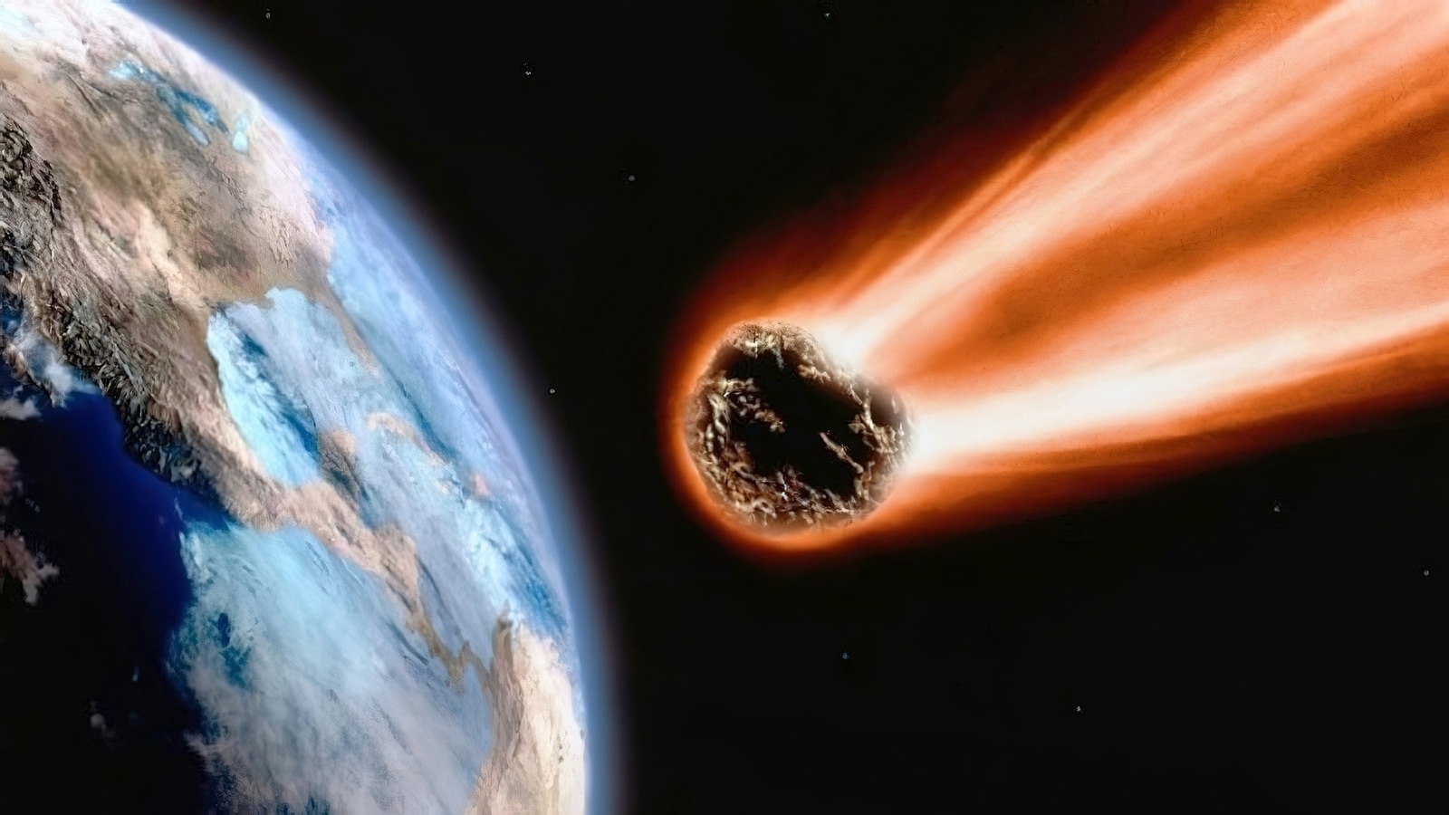 large asteroid touching earth