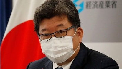 Trade Minister Koichi Hagiuda urges citizens to conserve electricity.