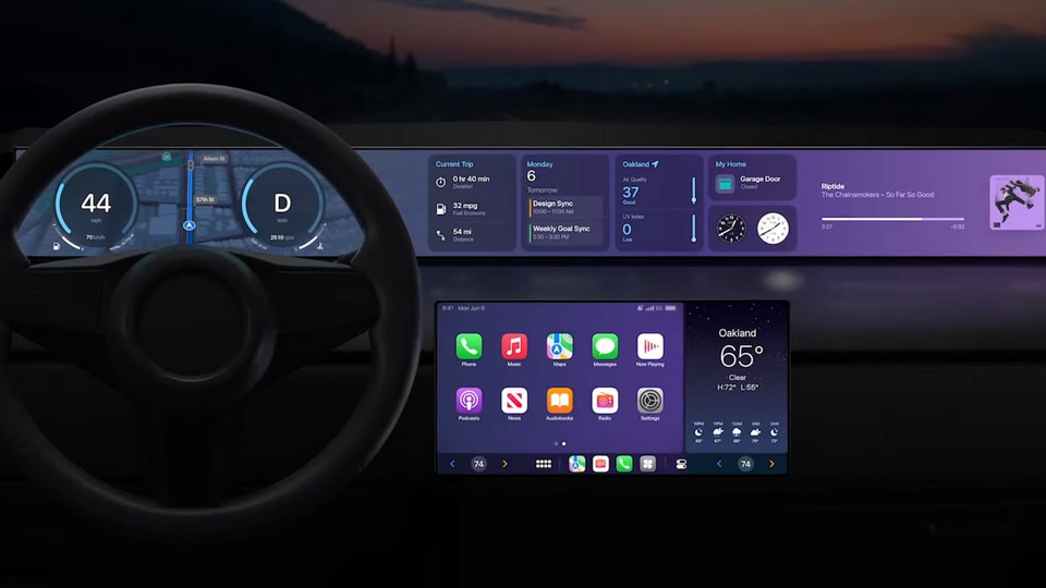 Apple introduced new features that would more deeply integrate its software into the core driving systems of cars. Apple introduced new features that would more deeply integrate its software into the core driving systems of cars.