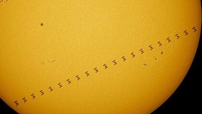 A stunning image of the International Space Station (ISS) was captured moving in front of the Sun by a professional photographer named Jamie Cooper.