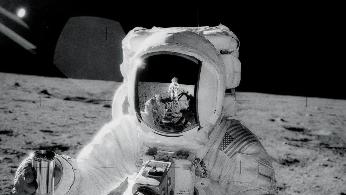Perhaps not intentional, but Astronaut Charles Conrad captured himself in the visor while taking an image of fellow astronaut Alan Bean during the Apollo XII mission in 1969. NASA